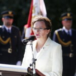 11.09.2019 Kielce. Uroczystości pod pomnikiem Homo Homini w 18. rocznicę zamachu na World Trade Center. Wojewoda Agata Wojtyszek / Jarosław Kubalski / Radio Kielce