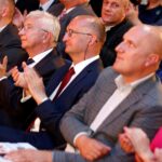 15.09.2019 Staszów. Wizyta premiera Mateusza Morawieckiego. Na zdjęciu (od lewej): Krzysztof Lipiec - poseł, Piotr Wawrzyk - minister spraw zagranicznych, Grzegorz Socha - zastępca prezesa Wojewózkiego Funduszu Ochrony Środowiska i Gospodarki Wodnej w Kielcach i Anna Krupka - wiceminister sportu i turystyki / Jarosław Kubalski / Radio Kielce