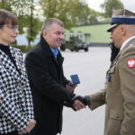 Kielce. 19.09.2019. Jubileusz 30-lecia istnienia Centrum Przygotowań do Misji Zagranicznych. Na zdjęciu: Anna Roży - TVP3 Kielce, Radosław Podsiadły - Radio Kielce, Pułkownik Paweł Chabielski / Wiktor Taszłow / Radio Kielce