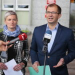 Kielce. 25.09.2019. Konferencja PO. Na zdjęciu: Agata Wojda - radna, Michał Braun / Wiktor Taszłow / Radio Kielce