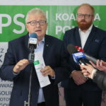 Kielce. 25.09.2019. Konferencja PSL. Na zdjęciu od lewej: Czesław Siekierski - kandydat do Sejmu z listy PSL, Mateusz Karliński - kandydat do Sejmu / Wiktor Taszłow / Radio Kielce