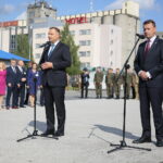 MSPO. Briefing prasowy. Z lewej: Andrzej Duda - prezydent RP i Mariusz Błaszczak - minister obrony narodowej / Wiktor Taszłow / Radio Kielce