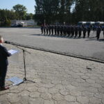 Kielce. 12.09.2019. Wręczenie medali i odznaczeń zasłużonym policjantom oraz ślubowanie nowo przyjętych funkcjonariuszy. Przemawia Krzysztof Słoń - senator PiS / Wiktor Taszłow / Radio Kielce