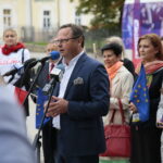 Kielce. 17.09.2019. Konferencja Lewicy. Przemawia Andrzej Szejna - wiceprzewodniczący SLD / Wiktor Taszłow / Radio Kielce