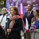 Kielce. 17.09.2019. Konferencja Lewicy. Przemawia Paulina Piechna-Więckiewicz / Wiktor Taszłow / Radio Kielce