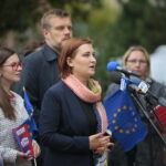 Kielce. 17.09.2019. Konferencja Lewicy. Przemawia Paulina Piechna-Więckiewicz / Wiktor Taszłow / Radio Kielce