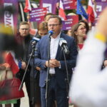 Kielce. 17.09.2019. Konferencja Lewicy. Przemawia Andrzej Szejna - wiceprzewodniczący SLD / Wiktor Taszłow / Radio Kielce