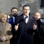 11.10.2019. Jędrzejów. Wizyta premiera Mateusza Morawieckiego w Jędrzejowie. Na zdjęciu (od lewej): Piotr Wawrzyk - wiceminister spraw zagranicznych, Anna Krupka - wiceminister sportu i turystyki,