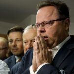 13.10.2019. Kielce. Ogłoszenie wyników wyborów do parlamentu w świętokrzyskiej siedzibie Sojuszu Lewicy Demokratycznej. Na zdjęciu: Andrzej Szejna - przewodniczący świętokrzyskiego SLD / Piotr Kwaśniewski / Radio Kielce