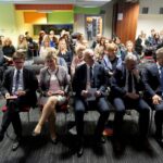 15.10.2019. Kielce. Posumowanie projektu "Kultura Uczenia się". Na zdjęciu (od lewej): Mariusz Olszewski - Departament Edukacji, Sportu i Turystyki Urzędu Marszałkowskiego Województwa Świętokrzyskiego, Justyna Lichosik - p.o. dyrektora Kieleckiego Parku Technologicznego, Maciej Długosz - dyrektor Departamentu Edukacji, Sportu i Turystyki w Urzędzie Marszałkowskim Województwa Świętokrzyskiego, Jacek Wołowiec - dyrektor Świętokrzyskiego Centrum Doskonalenia Nauczycieli i Krzysztof Słoń - senator PiS / Piotr Kwaśniewski / Radio Kielce