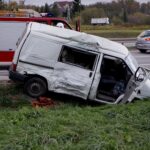 28.10.2019. Czerwona Góra. Wypadek / Piotr Kwaśniewski / Radio Kielce