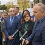 02.10.2019. Kielce. Konferencja Małgorzaty Kidawy-Błońskiej i Grzegorza Schetyny. Na zdjęciu (od lewej): Jerzy Materek - kandydat do Sejmu z listy KO, Anna Dziewanowska - kandydatka do Sejmu z listy KO, Artur Gierada - przewodniczący świętokrzyskiej PO, Izabela Leszczyna - posłanka PO i Grzegorz Schetyna - przewodniczący PO / Michał Kita / Radio Kielce