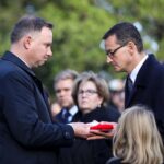 05.10.2019 Warszawa. Pogrzeb Kornela Morawieckiego. Na zdjęciu (od lewej): prezydent Andrzej Duda i premier Mateusz Morawiecki / Krzysztof Sitkowski / KPRP