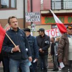 03.10.2019 Skalbmierz. Protest przeciwko budowie biogazowni. Blokada drogi wojewódzkiej nr 768 / Marta Gajda / Radio Kielce