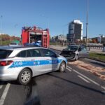 20.10.2019. Kielce. Wypadek na skrzyżowaniu Alei Solidarności i ulicy Świętokrzyskiej / KWP Kielce