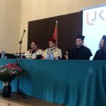 10.10.2019 Sandomierz. Filia UJK w Sandomierzu uroczyście zainaugurowała nowy rok akademicki. Na zdjęciu (od lewej): Dr  Małgorzata Makowska-Brzychczyk - dziekan filii UJK w Sandomierzu, Michał Arabski - prorektor UJK, Jacek Semaniak - rektor UJK i prorektorzy Ireneusz Musiałek i Anna Gilarek / Grażyna Szlęzak-Wójcik / Radio Kielce