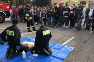 29.10.2019. Sandomierz. Ćwiczenia strażackie w Zespole Szkół Centrum Kształcenia Rolniczego / Grażyna-Szlęzak-Wójcik / Radio Kielce