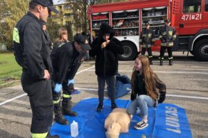 29.10.2019. Sandomierz. Ćwiczenia strażackie w Zespole Szkół Centrum Kształcenia Rolniczego / Grażyna-Szlęzak-Wójcik / Radio Kielce