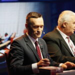 10.10.2019 Radio Kielce i TVP3 Kielce. Kampania wyborcza. Debata senacka. Andrzej Lasak (KWW PSL), Dariusz Loranty (KWW Koalicja Bezpartyjni i Samorządowcy) / Jarosław Kubalski / Radio Kielce