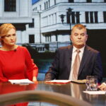 10.10.2019 Radio Kielce i TVP3 Kielce. Kampania wyborcza. Debata senacka. Beata Oleś (TVP3 Kielce), Radosław Podsiadły (Radio Kielce) / Jarosław Kubalski / Radio Kielce