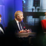 10.10.2019 Radio Kielce i TVP3 Kielce. Kampania wyborcza. Debata senacka. Marzena Dębniak (KWW Wspólny Senator Marzena Dębniak), Jarosław Rusiecki (KW Prawo i Sprawiedliwość), Beata Oleś (TVP3 Kielce) / Jarosław Kubalski / Radio Kielce