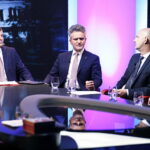 10.10.2019 Radio Kielce i TVP3 Kielce. Kampania wyborcza. Debata senacka. Radosław Podsiadły (Radio Kielce), Krzysztof Słoń (KW Prawo i Sprawiedliwość), Przemysław Gierada (KWW Adwokata Przemysława Gierady), Kazimierz Kik (KWW Koalicja Bezpartyjni i Samorządowcy) / Jarosław Kubalski / Radio Kielce