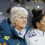 08.10.2019 Kielce. Towarzyski mecz reprezentacji kobiecych w piłce nożnej Polska - Brazylia. Trener reprezentacji Brazylii Pia Sundhage / Jarosław Kubalski / Radio Kielce