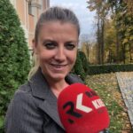 19.10.2019. Sandomierz. Spotkanie autorskie Magdaleny Wolińskiej – Riedi, korespondentki TVP. Magdalena Wolińska- Riedi z wywiadzie dla Radia Kielce / Grażyna-Szlęzak-Wójcik / Radio Kielce