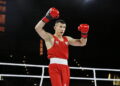 Mecz Polska - Turcja w ramach Światowej Konfrontacji Boksu Olimpijskiego. Bartosz Gołębiewski  / Marzena Mąkosa / Radio Kielce