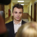 Kielce. 23.10.2019. Podpisanie umów stypendialnych ze studentami kształcącymi się na kierunkach lekarskich. Na zdjęciu: Damian Zaręba - student UJK / Wiktor Taszłow / Radio Kielce