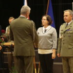 Kielce. 25.10.2019. Święto terenowych organów administracji wojskowej. Na zdjęciu (od prawej): ppłk Mirosław Wolski, , Anna Łuczak, płk Jarosław Molisak - Szef WSzW w Kielcach / Wiktor Taszłow / Radio Kielce