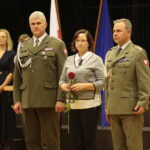 Kielce. 25.10.2019. Święto terenowych organów administracji wojskowej. Na zdjęciu (od lewej): płk Jarosław Molisak - Szef WSzW w Kielcach, Anna Łuczak, ppłk Mirosław Wolski / Wiktor Taszłow / Radio Kielce