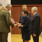 Kielce. 25.10.2019. Święto terenowych organów administracji wojskowej. Na zdjęciu (od lewej): płk Jarosław Molisak - Szef WSzW w Kielcach, Grzegorz Piec - starosta Konecki, Agata Wojtyszek - wojewoda świętokrzyski, Andrzej Bętkowski - marszałek województwa świętokrzyskiego / Wiktor Taszłow / Radio Kielce