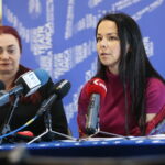 24.10.2019 Kielce. Konferencja przed spektaklem „Brodzić po wodzie” Kieleckiego Teatru Tańca. Na zdjęciu (od lewej): Elżbieta Pańtak - dyrektor KTT i prof. Ewa Robak - dyrygent / Wiktor Taszłow / Radio Kielce