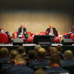 24.10.2019. Kielce. Konferencja „Bezpieczny Stadion”. Na zdjęciu (drugi od lewej): Zbigniew Boniek - prezes PZPN, Jan Tomaszewski - legendarny bramkarz reprezentacji Polski i Jarosław Szymczyk - Komendant Główny Policji / Wiktor Taszłow / Radio Kielce