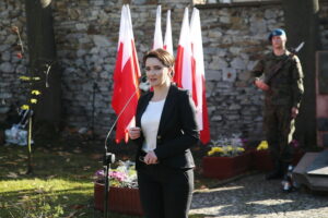 26.10.2019. Kielce. Uroczystości z okazji 80. rocznicy śmierci prezydenta Stefana Artwińskiego. Na zdjęciu: Marzena Okła-Drewnowicz - poseł PO / Wiktor Taszłow / Radio Kielce