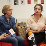 09.210.2019. Konferencja przed wystawą "DZIEWCZYNY NA WARSZTAT". Łucja Cieślar, Paulina Adamska - obie firma Serfenta / Wiktor Taszłow / Radio Kielce