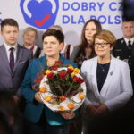 09.10.2019. Mostki. Wizyta Beaty Szydło w Mostkach. Na zdjęciu (od lewej): Bartłomiej Dorywalski - wicewojewoda świętokrzyski, Beata Szydło - europoseł, była premier, Agnieszka Buras - kandydatka z listy PiS do sejmu i Maria Zuba - poseł PiS / Wiktor Taszłow / Radio Kielce