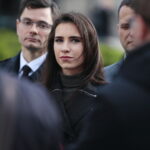 Kielce. 10.10.2019. Konferencja PiS na Placu Artystów. Na zdjęciu: Patrycja Iwańska-Bęben / Wiktor Taszłow / Radio Kielce