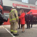 10.10.2019. Kielce. Przekazanie nowych pojazdów ratowniczo-gaśniczych komendom w Kielcach i Kazimierzy. Agata Wojtyszek - wojewoda świętokrzyski / Monika Miller / Radio Kielce