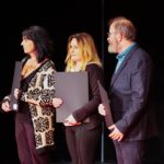 22.11.2019 Kielce. Gala finałowa Festiwalu Form Dokumentalnych NURT. Wręczenie wyróżnień „Przyjaciel NURT-u”. Na zdjęciu (od lewej): Marzena Michałowska-Kowalik, Renata Pronobis i Grzegorz Kozera / Wiktor Taszłow / Radio Kielce