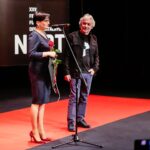 22.11.2019 Kielce. Gala finałowa Festiwalu Form Dokumentalnych NURT. Na zdjęciu (od lewej): Renata Kijowska - reżyser i Jerzy Armata - juror / Wiktor Taszłow / Radio Kielce