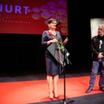 22.11.2019 Kielce. Gala finałowa Festiwalu Form Dokumentalnych NURT. Na zdjęciu (od lewej): Renata Kijowska - reżyser i Jerzy Armata - juror / Wiktor Taszłow / Radio Kielce