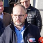 19.11.2019. Kielce. Protest kieleckich przedsiębiorców przed Urzędem Miasta w Kielcach. Na zdjęciu: Arkadiusz Stawicki / Piotr Kwaśniewski / Radio Kielce