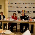 05.11.2019. Kielce. Konferencja na temat Festiwalu Form Dokumentalnych NURT. Na zdjęciu (od lewej): Robert Wieczorek, Magdalena Smożewska-Wójcikiewicz, Krzysztof Miklaszewski i Marian Curzydło / Piotr Kwaśniewski / Radio Kielce