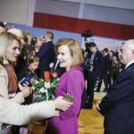 14.11.2019  Kazimierza Wielka. Wizyta prezydenta RP Andrzeja Dudy. Na zdjęciu Anna Krupka - wiceminister sportu i turystyki, Andrzej Bętkowski - marszałek województwa świętokrzyskiego / Jarosław Kubalski / Radio Kielce