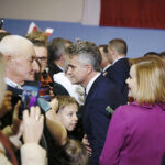 14.11.2019  Kazimierza Wielka. Wizyta prezydenta RP Andrzeja Dudy. Na zdjęciu Krzysztof Słoń - senator PiS, Na zdjęciu Anna Krupka - wiceminister sportu i turystyki, Andrzej Bętkowski - marszałek województwa świętokrzyskiego / Jarosław Kubalski / Radio Kielce