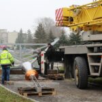 25.11.2019. Busko-Zdrój. Budowa dzwonnicy przy kościele św. Brata Alberta / Marta Gajda / Radio Kielce