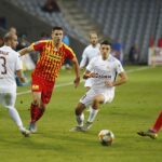 02.11.2019 Kielce. Mecz Korona Kielce - Zagłębie Lubin. Na zdjęciu (w środku): Uros Djuranovic / Jarosław Kubalski / Radio Kielce