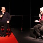 20.11.2019 Kielce. Mała scena KCK. XXV Ogólnopolski Niezależny Festiwal Form Dokumentalnych NURT 2019. Krzysztof Miklaszewski - dyrektor artystyczny festiwalu i Wojciech Ligęza - historyk literatury, krytyk, eseista / Jarosław Kubalski / Radio Kielce